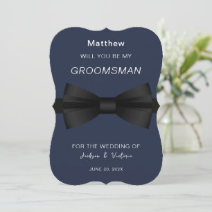 Stijlvolle Bowtie Groomsman Kaart
