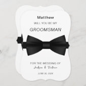 Stijlvolle Bowtie Groomsman Kaart (Voorkant / Achterkant)