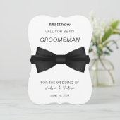 Stijlvolle Bowtie Groomsman Kaart (Staand voorkant)