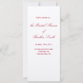 Stijlvolle Bride Deep Red Bridal Shower Kaart (Achterkant)