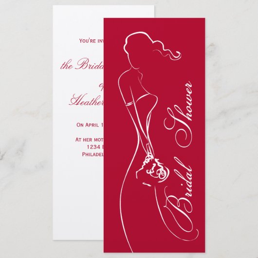 Stijlvolle Bride Deep Red Bridal Shower Kaart (Voorkant / Achterkant)