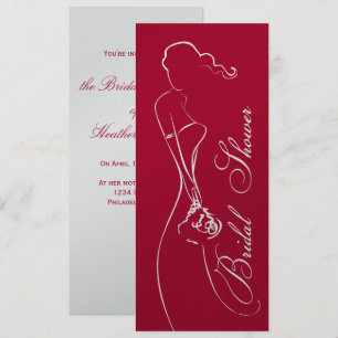 Stijlvolle Bride Deep Red Bridal Shower Kaart