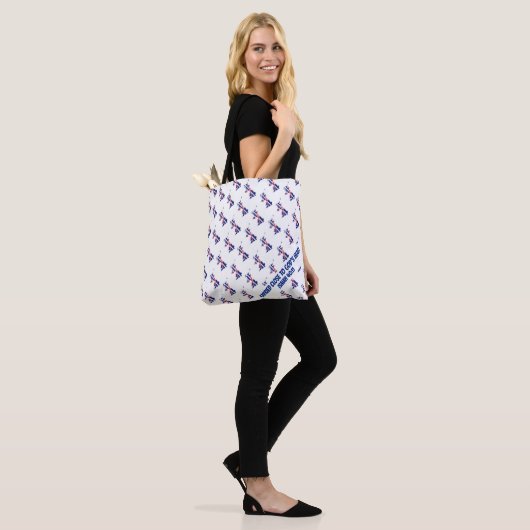 Stijlvolle Britse UNION JACK FLAG Scripts Bijbelve Tote Bag (Op model)