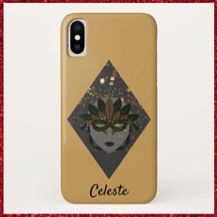 Stijlvolle Bronze en zwarte Glitter Masquerade Case-Mate iPhone Case