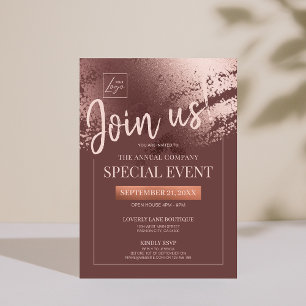 Stijlvolle bronzen corporate speciale event uitnod kaart