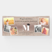 Stijlvolle Bronzen Glitter Monogram 6 Foto Grad Fe Spandoek (Horizontaal)