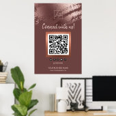Stijlvolle Bronzen Zakelijke QR Code Social Media Poster (Thuiskantoor)