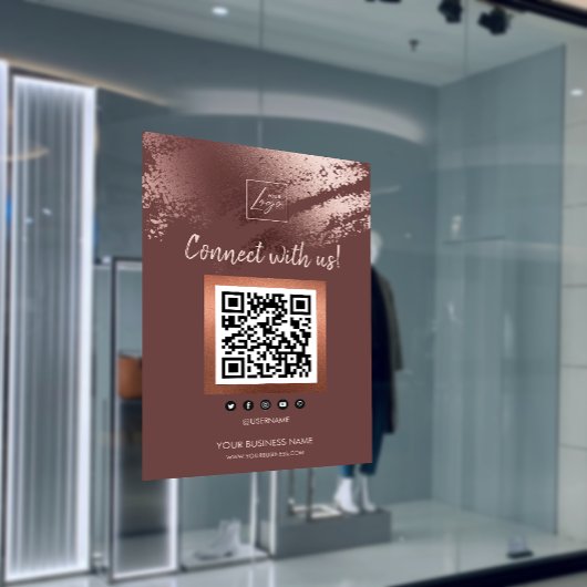 Stijlvolle Bronzen Zakelijke QR Code Social Media Poster