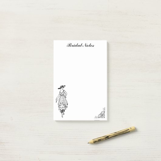 Stijlvolle bruid bruiloft Mode jurk bruids notitie Post-it® Notes (Op bureau)