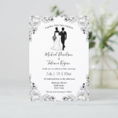 Stijlvolle bruid en bruidegom illustratie bruiloft kaart (Staand voorkant)