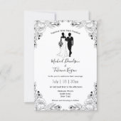 Stijlvolle bruid en bruidegom illustratie bruiloft kaart (Voorkant)