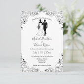 Stijlvolle bruid en bruidegom illustratie bruiloft kaart (Staand voorkant)