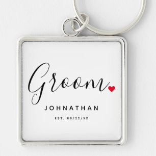 Stijlvolle bruidegom bruiloft sleutelhanger