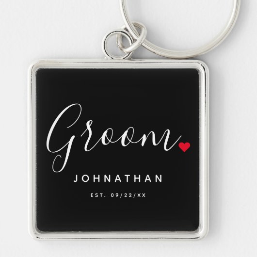 Stijlvolle bruidegom bruiloft sleutelhanger (Voorkant)