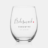 Stijlvolle bruidsmeisje bruiloft cadeau wijnglas zonder voet (Voorkant)