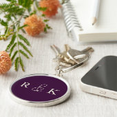 Stijlvolle bruidsparen monogrammed sleutelhanger (Zijkant)