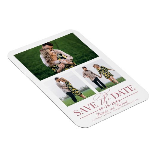 Stijlvolle bruiloft Bewaar de datum Meerdere foto' Magneet (Rechterzijde)