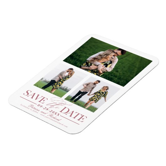 Stijlvolle bruiloft Bewaar de datum Meerdere foto' Magneet (Linkerzijde)