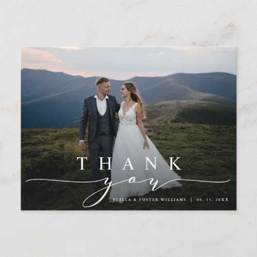Stijlvolle bruiloft Foto bedankt Briefkaart (Voorkant)