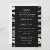 Stijlvolle bruiloft in zilveren en zwarte zebrastr kaart (Voorkant)