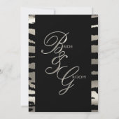 Stijlvolle bruiloft in zilveren en zwarte zebrastr kaart (Achterkant)