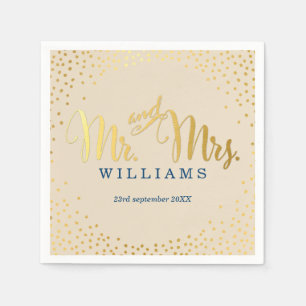STIJLVOLLE BRUILOFT mini confetti goud marine ivoo Servetten