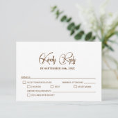 Stijlvolle bruiloft RSVP met menu-opties Kaartje (Staand voorkant)