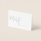 Stijlvolle bruiloft RSVP Typografie Zilver Folie Kaarten (Voorkant)