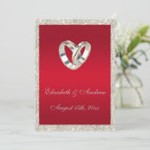 Stijlvolle bruiloft, Ruby Red en Glitter Wedding Kaart (Staand voorkant)