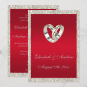 Stijlvolle bruiloft, Ruby Red en Glitter Wedding Kaart (Voorkant / Achterkant)