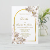 Stijlvolle bruiloft uitnodigen in het Spaans Kaart (Staand voorkant)