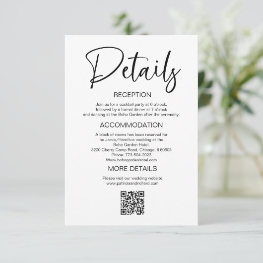 Stijlvolle bruiloft uitnodiging details behuizing (Staand voorkant)