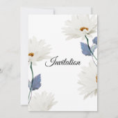 Stijlvolle bruiloft uitnodiging, wit en blauw kaart (Achterkant)