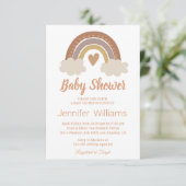 Stijlvolle bruin schattig regenboog hart baby show kaart (Staand voorkant)