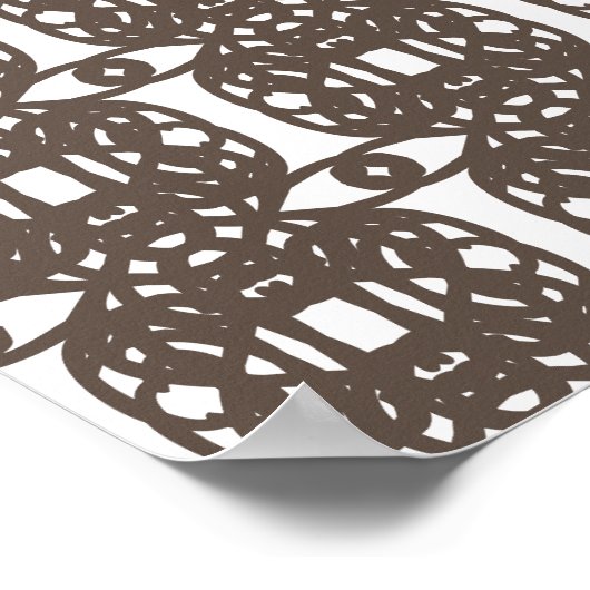 Stijlvolle bruine en witte Abstracte geometrische  Poster (Hoek)