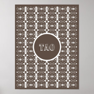 Stijlvolle bruine en witte Tao-calligrafie Poster