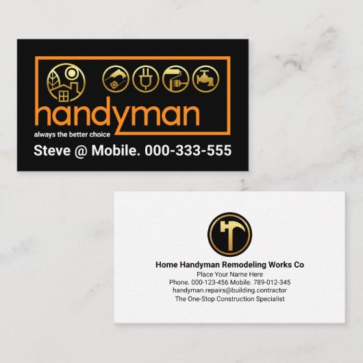 Stijlvolle Bruine Handyman Gereedschap Rand Visitekaartje (Voorkant / Achterkant)