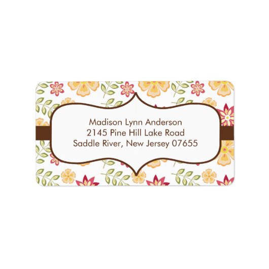 Stijlvolle bruine Herfst Flowers retourneren adres Etiket (Voorkant)