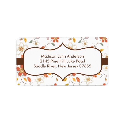 Stijlvolle bruine Herfst Flowers retourneren adres Etiket (Voorkant)