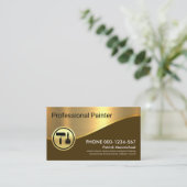 Stijlvolle bruine laag Gold Wave Painter Visitekaartje (Staand voorkant)