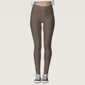 Stijlvolle bruine legging met blauwe zijstreep (Voorkant)