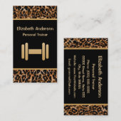 Stijlvolle Bruine Leopard Print Personal Trainer Visitekaartje (Voorkant / Achterkant)