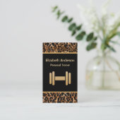 Stijlvolle Bruine Leopard Print Personal Trainer Visitekaartje (Staand voorkant)