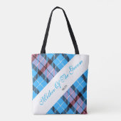 Stijlvolle bruine roze blauwe, aangepaste moeder v tote bag (Achterkant)