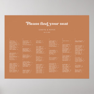 Stijlvolle Bruine suiker Alfabetische zitgrafiek Poster
