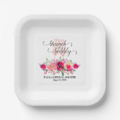 Stijlvolle Brunch en Bubbly Floral Vrijgezellenfee Papieren Bordje (Voorkant)