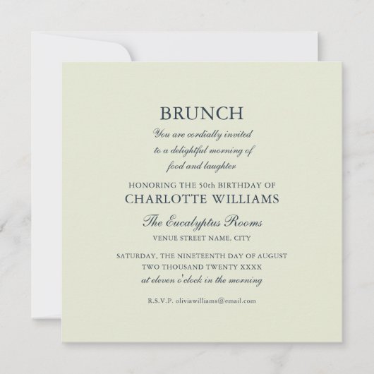 Stijlvolle brunch verjaardagsfeest formeel elegant kaart (Voorkant)