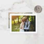 stijlvolle brutfoto voor handschrift, dank je kaar notitiekaartje (Voorkant / Achterkant in situ)