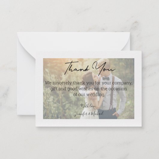 stijlvolle brutfoto voor handschrift, dank je kaar notitiekaartje (Achterkant)