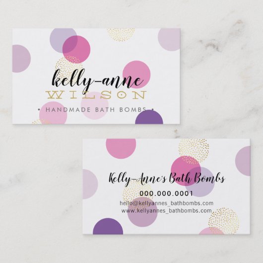 STIJLVOLLE BUBBELS SPOTS glam luxe gouden badbom Visitekaartje (Voorkant / Achterkant)